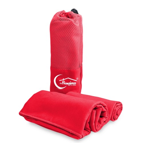 RED MICROFIBER towel SET 1+1 Face and Guest