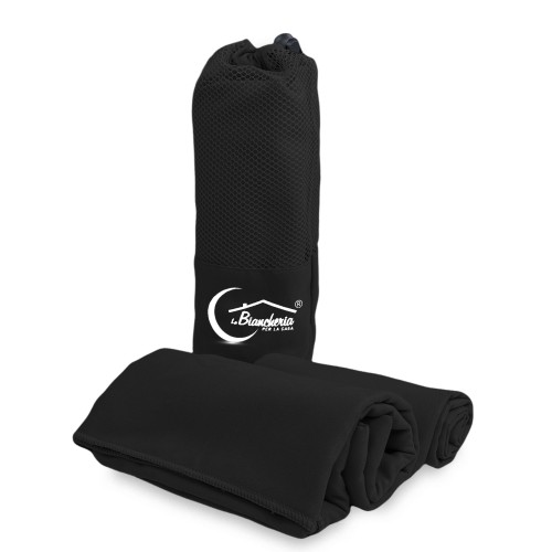 BLACK MICROFIBER towel SET 1+1 Face and Guest