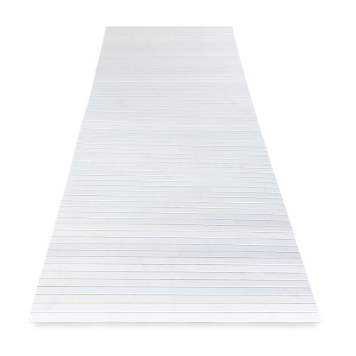TAPIS DE CUISINE EN BOIS BAMBOU BOISÉ UNI BLANC