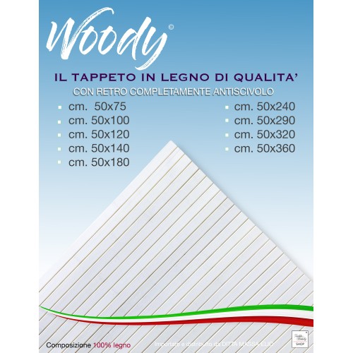 TAPPETO cucina IN LEGNO bamboo WOODY unito BIANCO