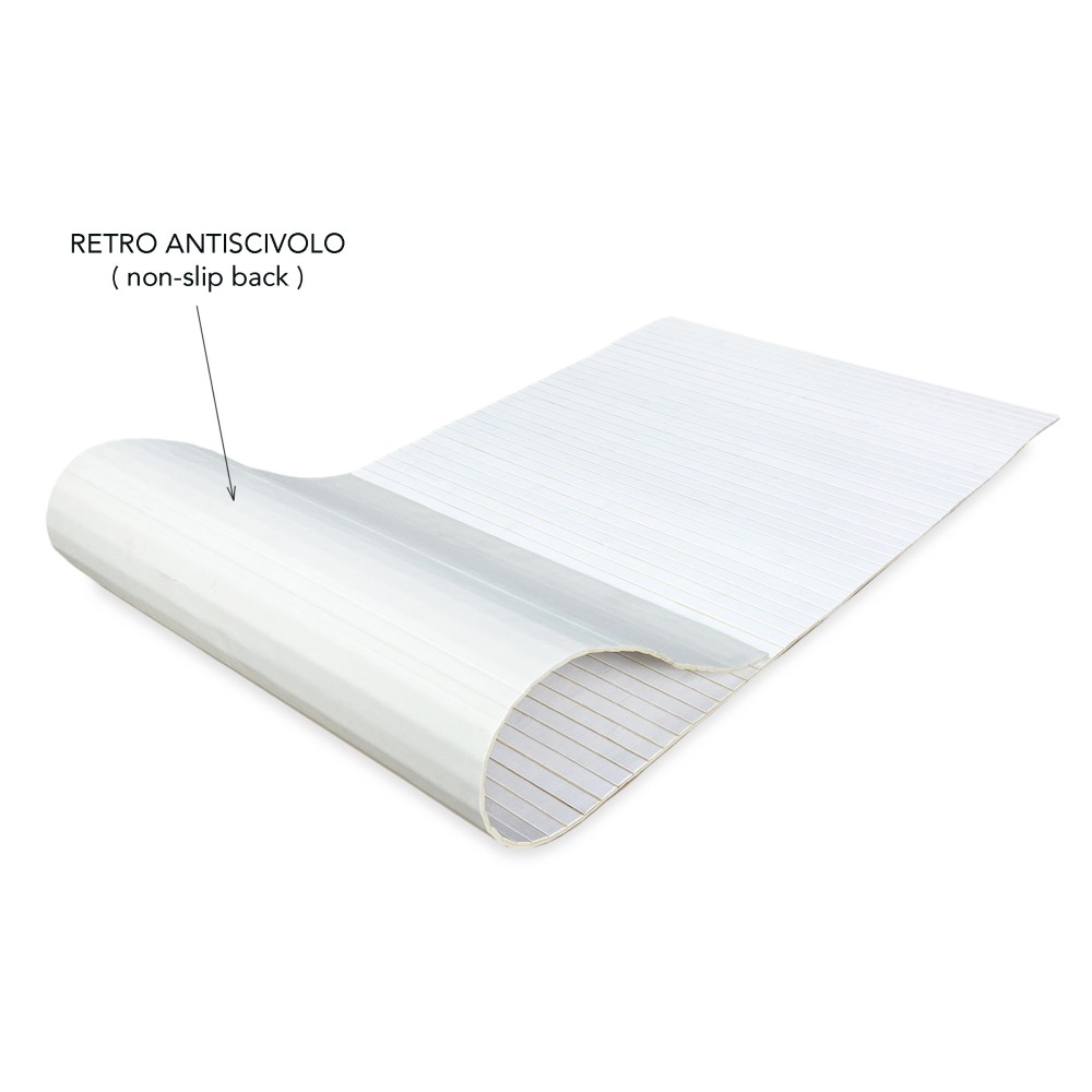 TAPPETO cucina IN LEGNO bamboo WOODY unito BIANCO