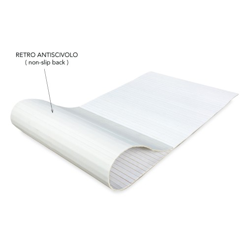 TAPIS DE CUISINE EN BOIS BAMBOU BOISÉ UNI BLANC