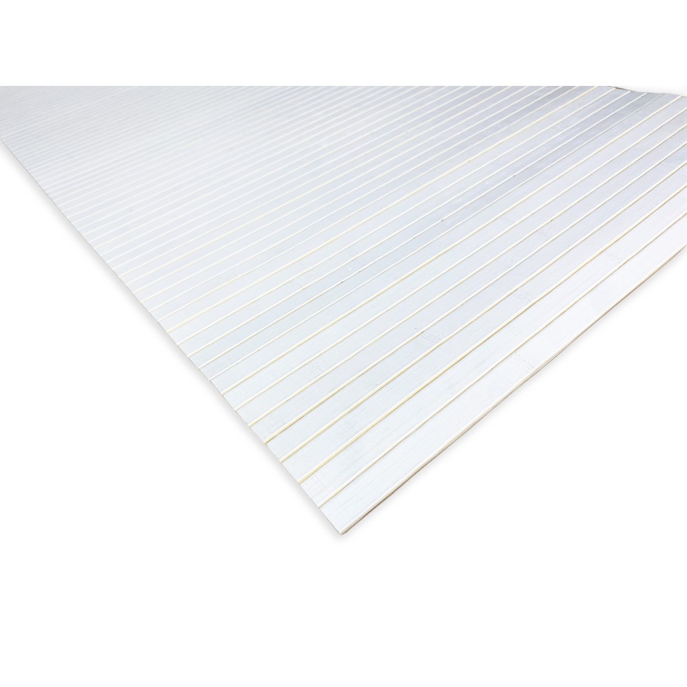 TAPIS DE CUISINE EN BOIS BAMBOU BOISÉ UNI BLANC