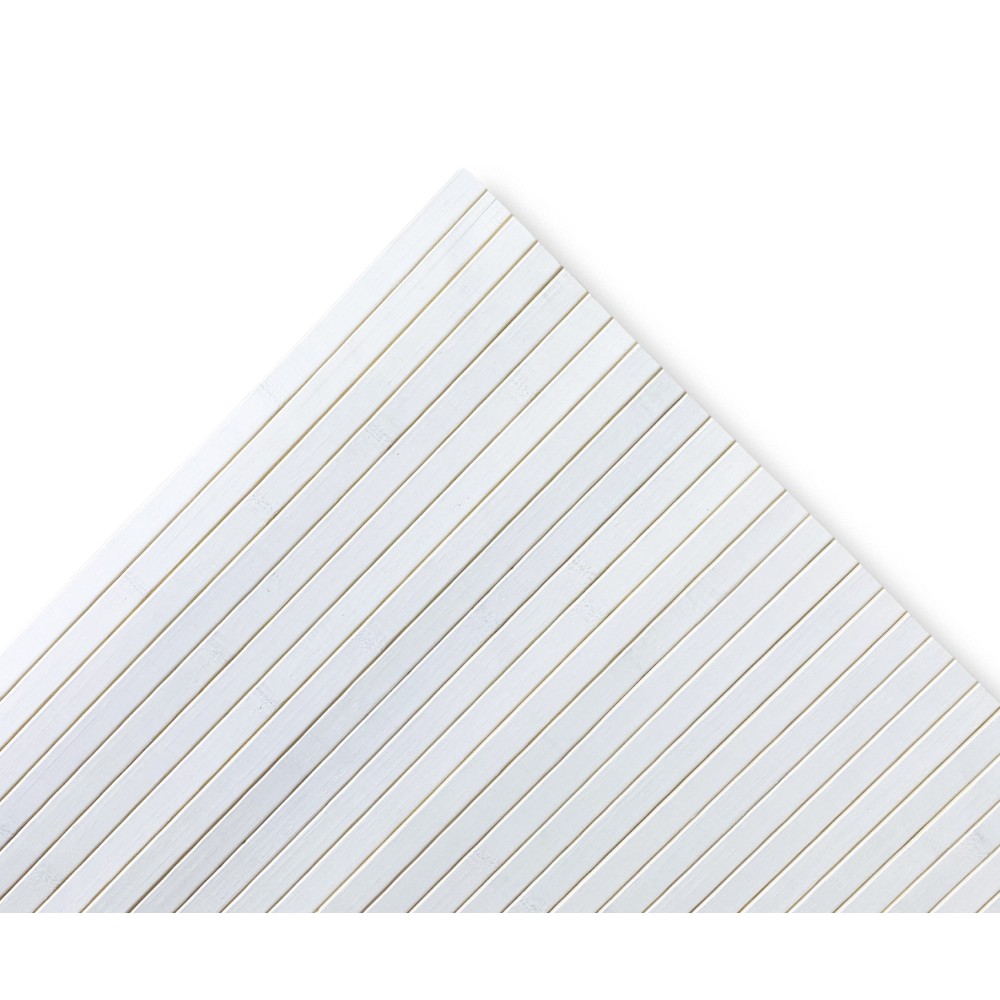 TAPIS DE CUISINE EN BOIS BAMBOU BOISÉ UNI BLANC