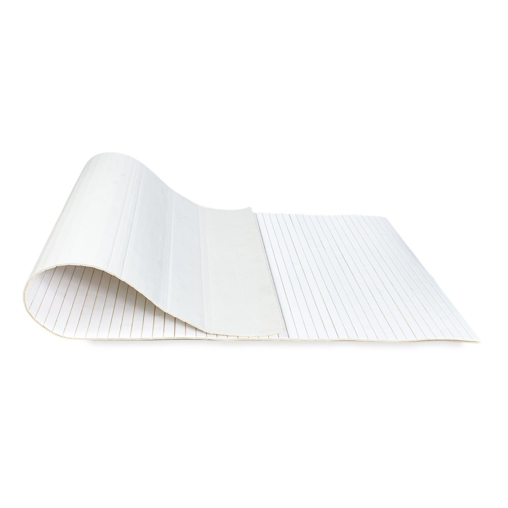 TAPIS DE CUISINE EN BOIS BAMBOU BOISÉ UNI BLANC