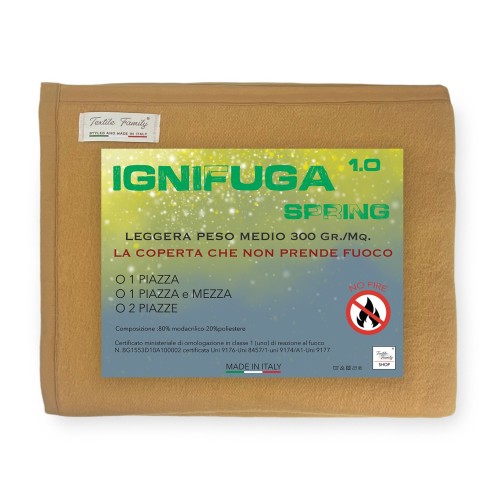 MANTA IGNÍFUGA SPRING ignífuga Peso medio 1.0 IGNÍFUGO CLASE 1 homologado MADE in ITALY Avellana