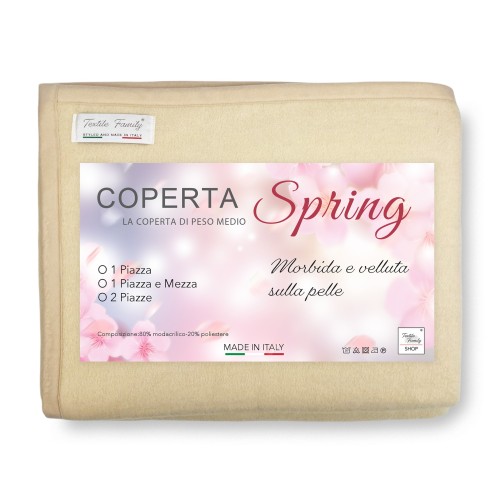 BLANKET Lightweight summer SPRING Medium weight Modacrylic MADE in ITALY Beige