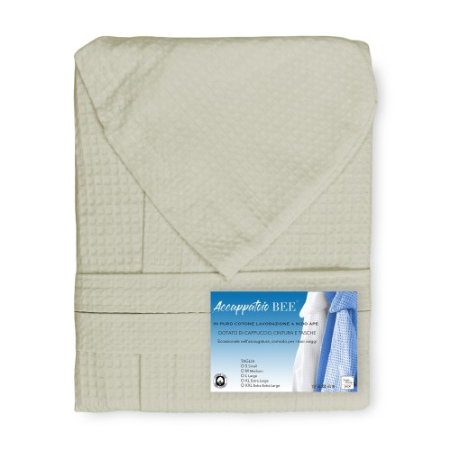 Albornoz BEE Bee© Nest en Puro Algodón con Capucha para Adultos BEIGE