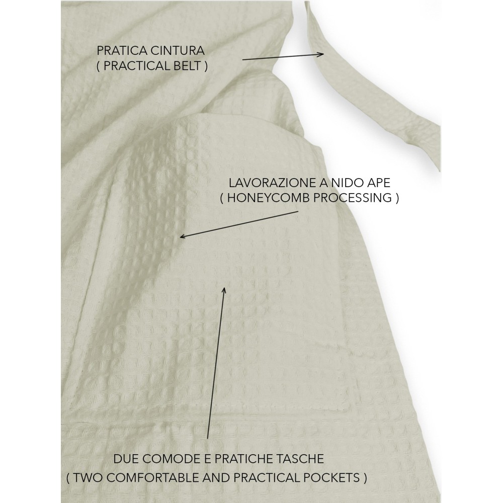 ACCAPPATOIO Nido Ape BEE© in Puro cotone con Cappuccio da Adulto BEIGE