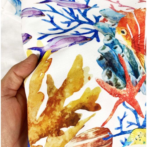 FUNDA NÓRDICA DE ACUARIO Peces tropicales de puro algodón Made in Italy