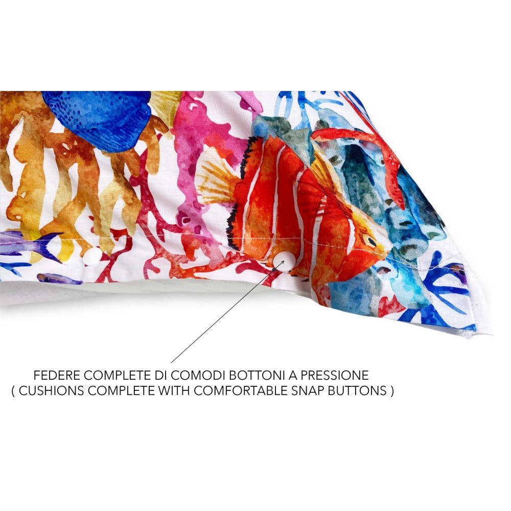 FUNDA NÓRDICA DE ACUARIO Peces tropicales de puro algodón Made in Italy