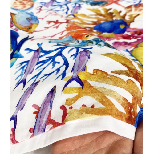 FUNDA NÓRDICA DE ACUARIO Peces tropicales de puro algodón Made in Italy