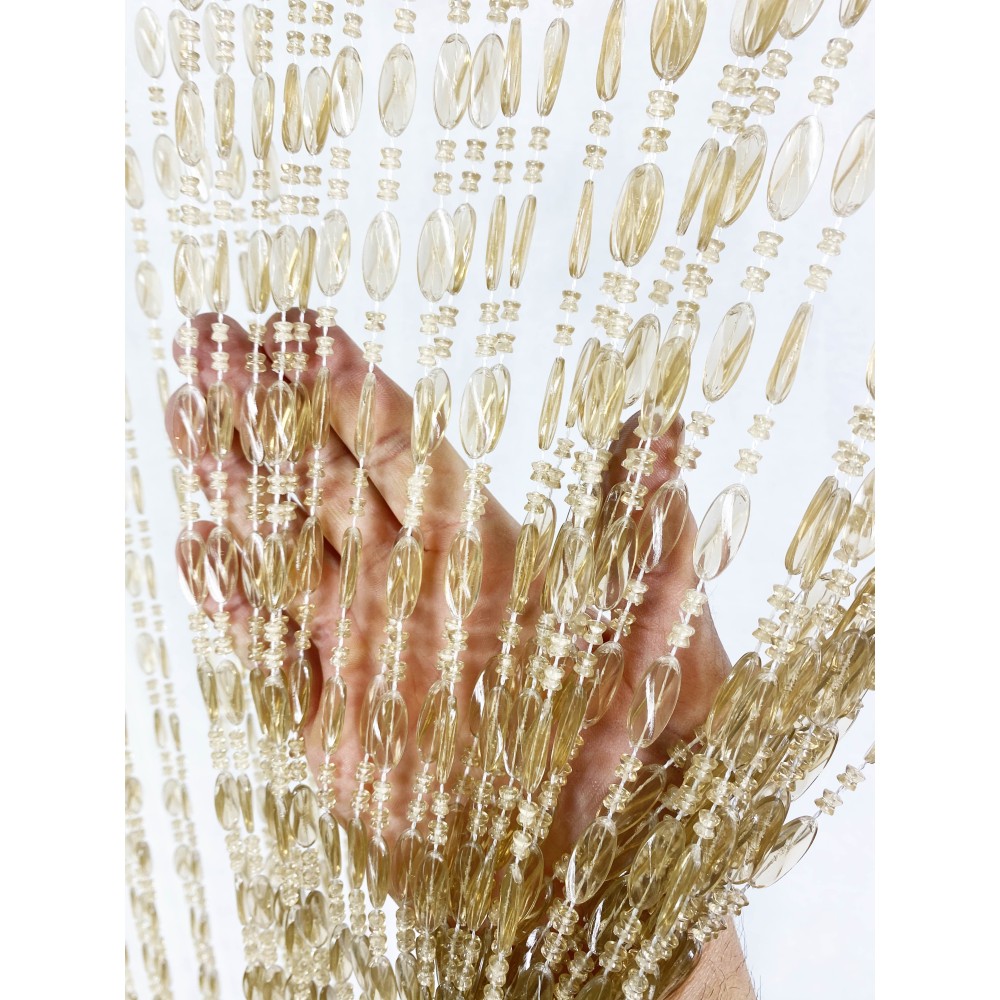 PABLO © CURTAIN mit BEIGEN Anti-Insekten-Perlen aus geräuscharmem PVC mit METALLSTANGE