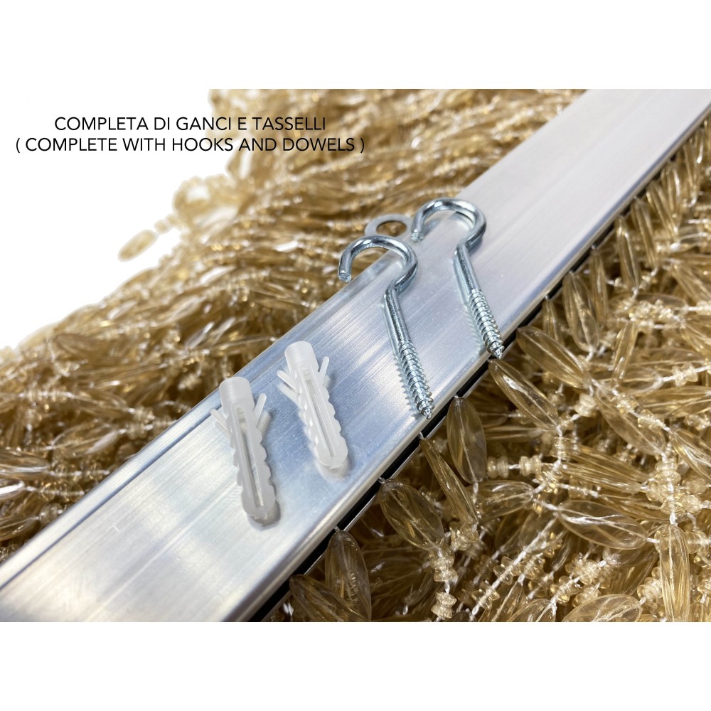 PABLO © CURTAIN mit BEIGEN Anti-Insekten-Perlen aus geräuscharmem PVC mit METALLSTANGE