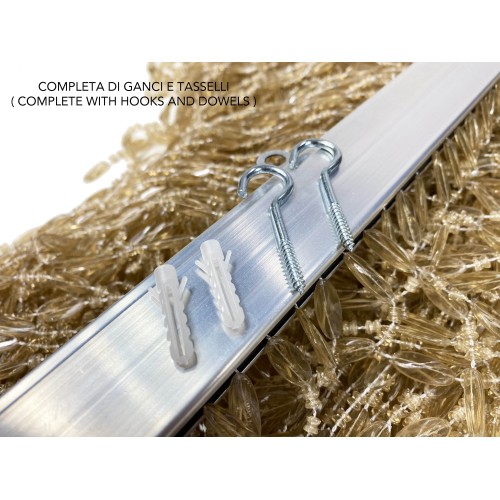 TENDA PABLO © a PERLINE anti insetti BEIGE in PVC antirumore con asta in METALLO