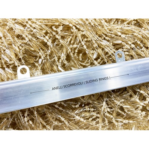 Cortina PABLO © con ABALORIOS anti-insectos BEIGE en PVC antirruido con varilla METÁLICA