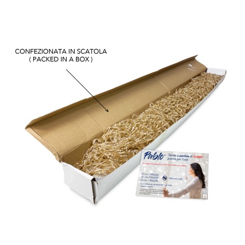 Cortina PABLO © con ABALORIOS anti-insectos BEIGE en PVC antirruido con varilla METÁLICA