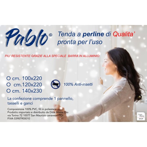 PABLO © TENT avec perles anti-insectes BEIGE en pvc anti-bruit avec tige METAL