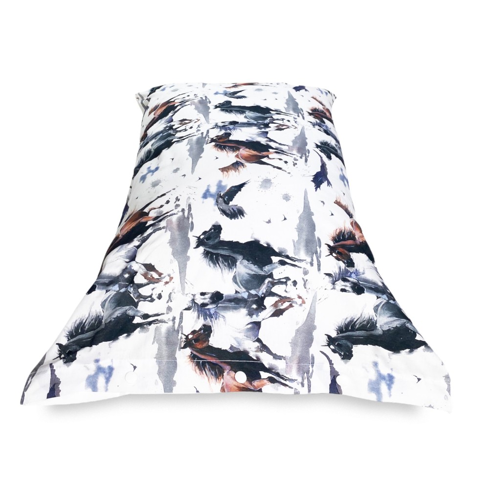 HORSE DUVET COVER Running horses in Pure cotton Made in Italy