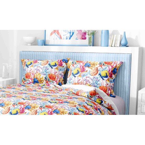 AQUARIUM DUVET COVER Tropical Fish in Pure Cotton Made in Italy