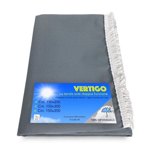 TENDA SOLE VERTIGO da esterno GIARDINO balcone GRIGIO UNITO impermeabile e idrorepellente