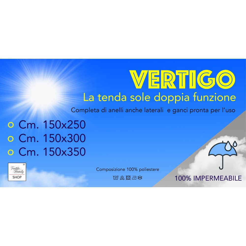 VERTIGO AUSSENMARKISE GARTEN BALKON GRAU FEST WASSERDICHT UND WASSERABWEISEND