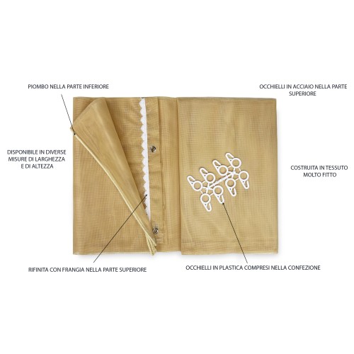 TENDA rete ZANZARIERA MARQUISETTE da esterno piombata in 8 misure diverse unito BEIGE