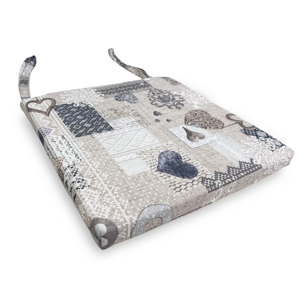 COPRISEDIA morbidone TESSUTO LONETA Tirolese SHABBY Beige CUSCINO SEDIA sfoderabile