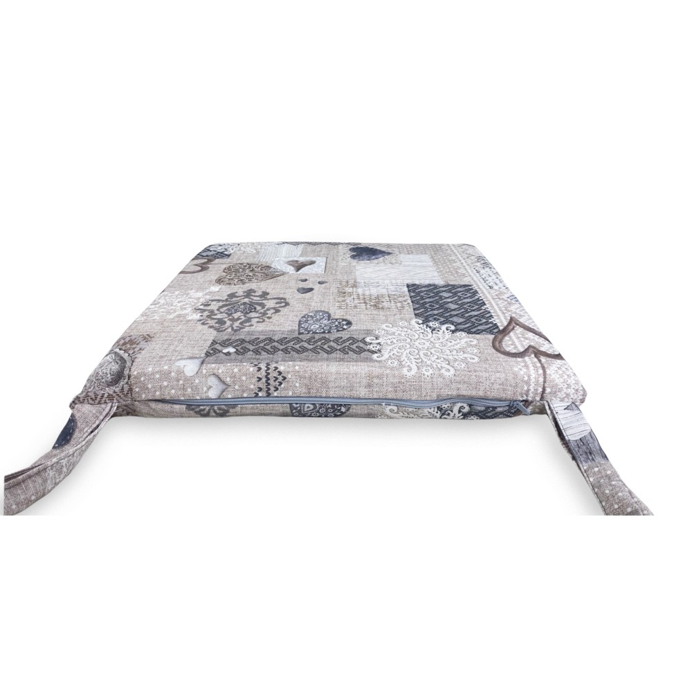 COPRISEDIA morbidone TESSUTO LONETA Tirolese SHABBY Beige CUSCINO SEDIA sfoderabile