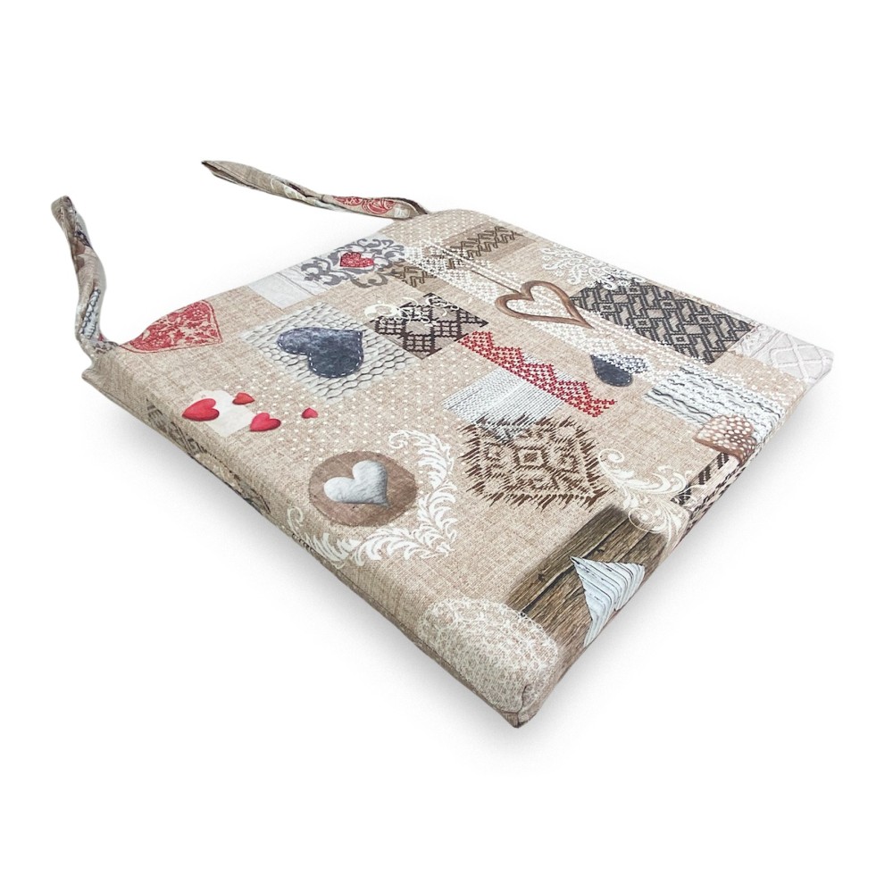 COPRISEDIA morbidone TESSUTO LONETA Tirolese SHABBY Rosso CUSCINO SEDIA sfoderabile