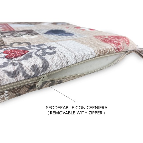COPRISEDIA morbidone TESSUTO LONETA Tirolese SHABBY Rosso CUSCINO SEDIA sfoderabile