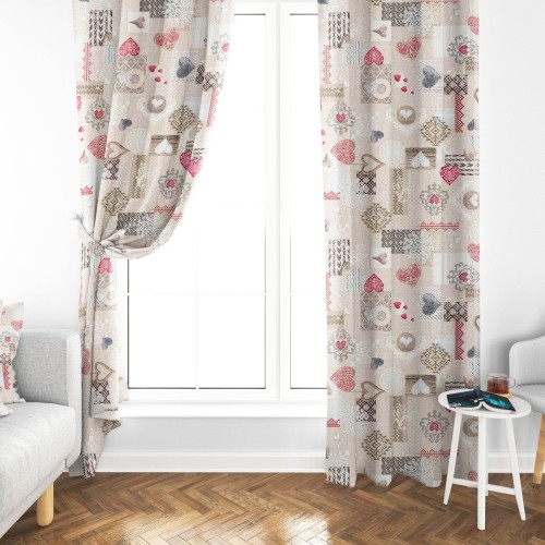 TENDA SHABBY rosso cm.150X280 Tirolese confezionata MADE in ITALY