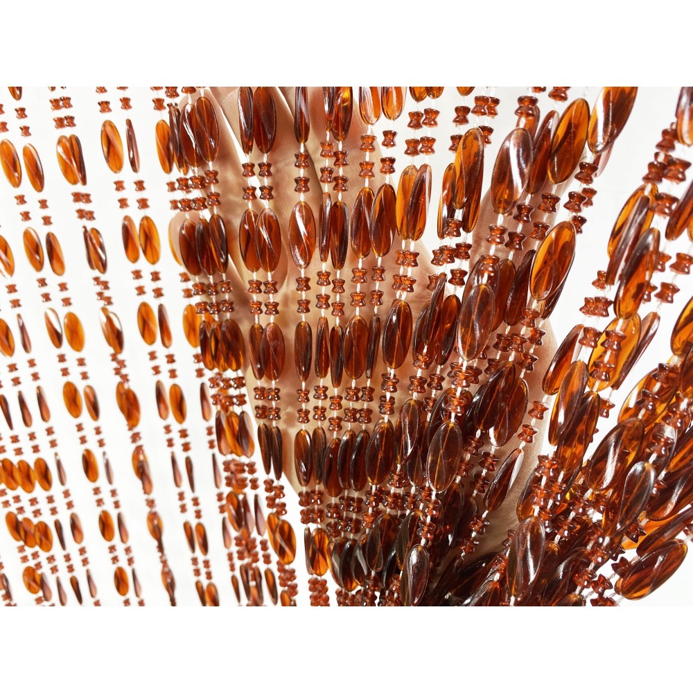 PABLO © CURTAIN mit BRAUNEN Insektenschutzperlen aus geräuscharmem PVC mit METALLSTAB