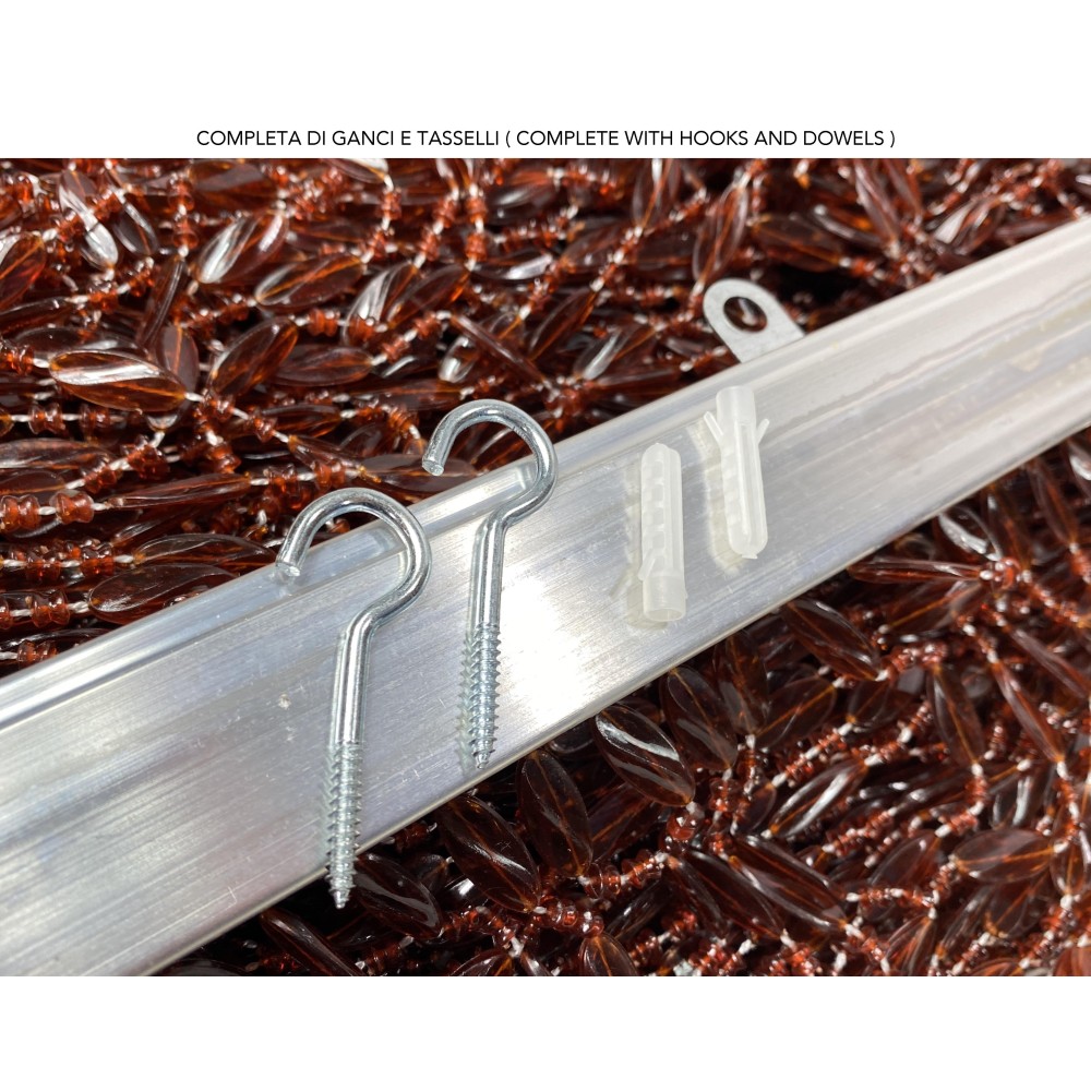 PABLO © CURTAIN mit BRAUNEN Insektenschutzperlen aus geräuscharmem PVC mit METALLSTAB