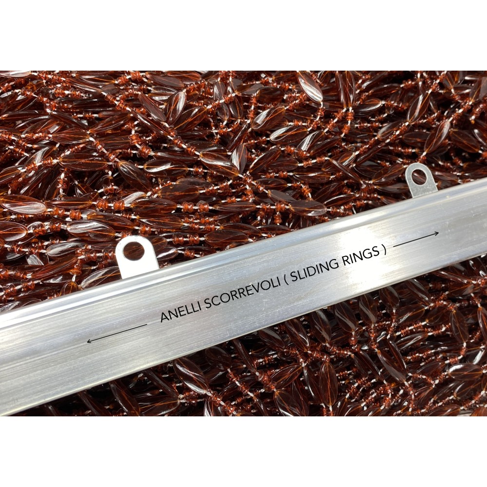 PABLO © CURTAIN with BROWN anti-insect beads in anti-noise PVC with METAL rod