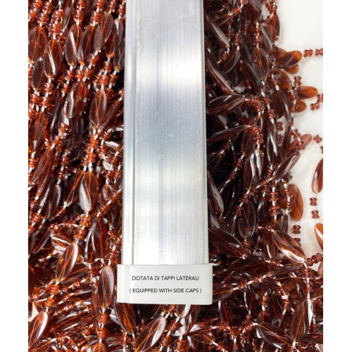 PABLO © CURTAIN with BROWN anti-insect beads in anti-noise PVC with METAL rod