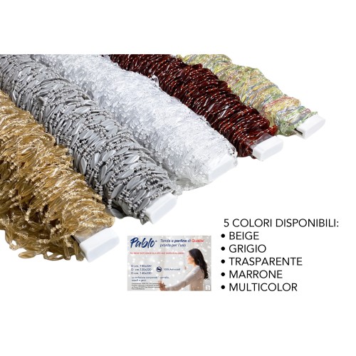 PABLO © CURTAIN with BROWN anti-insect beads in anti-noise PVC with METAL rod