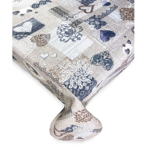 STAIN-RESISTANT TABLECLOTH RESINATED TORINO Tyrolean SHABBY Beige