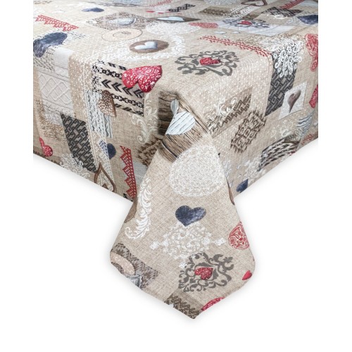 STAIN-RESISTANT TABLECLOTH RESINATED TORINO Tyrolean SHABBY Red