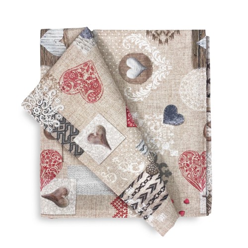 TOVAGLIA antimacchia RESINATA TORINO Tirolese SHABBY Rosso