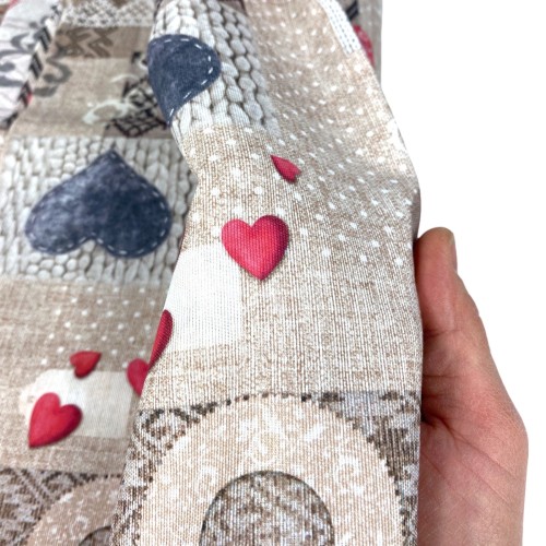 TOVAGLIA in COTONE disegno Tirolese SHABBY Rosso made in Italy