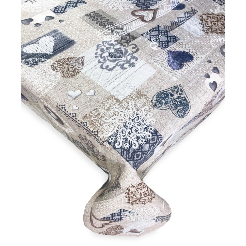 COTTON TABLECLOTH Tyrolean design SHABBY Beige made in Italy