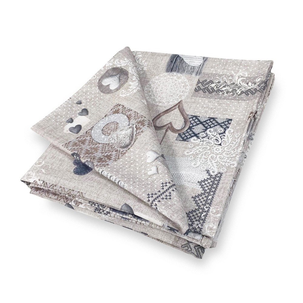 COTTON TABLECLOTH Tyrolean design SHABBY Beige made in Italy