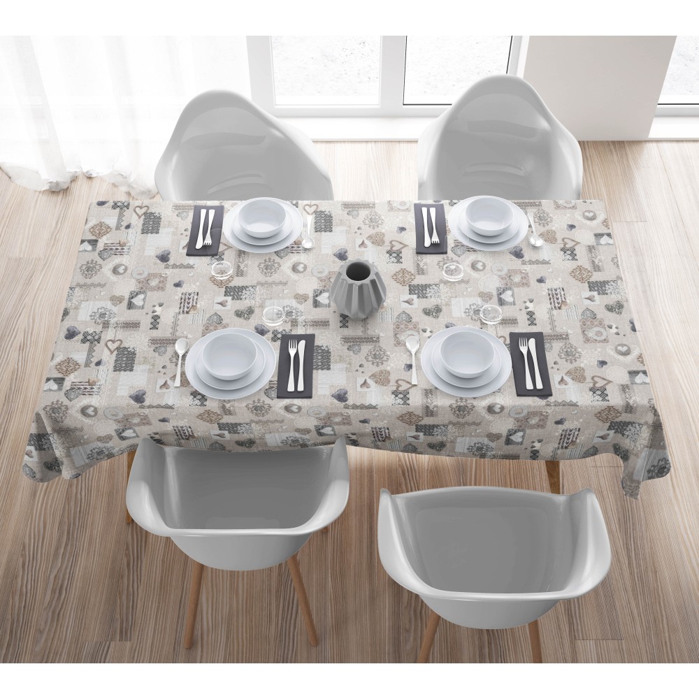 NAPPE EN COTON Design tyrolien SHABBY Beige made in Italy