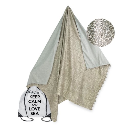 KIKOY Boy Beige double beach towel in COTTON and terry towel with KEEP BACKPACK