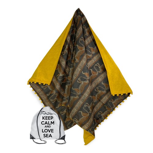 TELO mare doppio KIKOY Leopardo Africano in COTONE e in SPUGNA con ZAINO KEEP