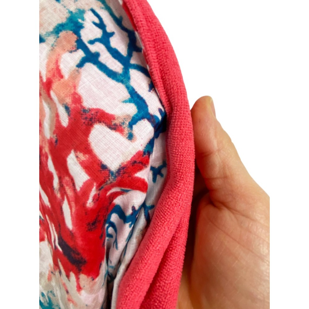 TELO mare doppio KIKOY Corallo Blu e Rosa in COTONE e in SPUGNA con ZAINO KEEP