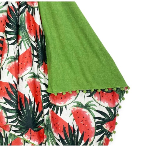 KIKOY Green Watermelon double beach towel in COTTON and TERRY TOWEL with KEEP BACKPACK