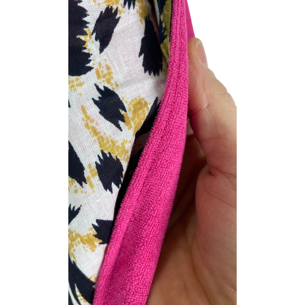 Toalla de playa doble KIKOY Leopardo en ALGODÓN y TOALLA DE RIZO con MOCHILA KEEP