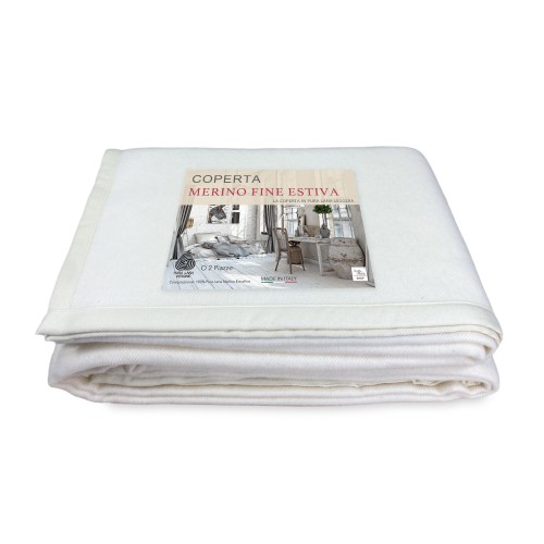 COUVERTURE LÉGÈRE PRINTEMPS ÉTÉ EN LAINE MÉRINOS FINE ÉTÉ double 2 CARRÉS Naturel